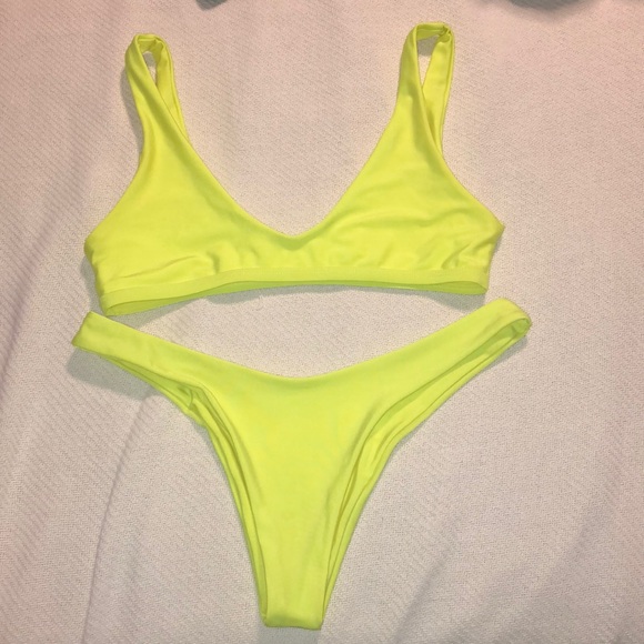 Zaful Other - High Rise Neon Bikini Set